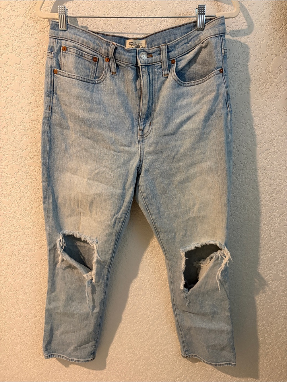 Madewell Light Blue Distressed Cropped Jeans